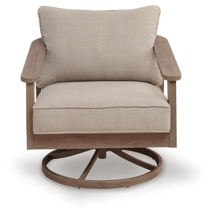 Harmony Headlands Outdoor Swivel Lounge with Cushion - Beige (3)