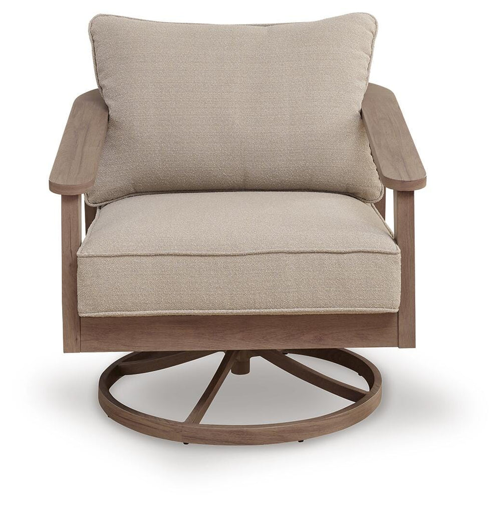 Harmony Headlands Outdoor Swivel Lounge with Cushion - Beige (3)