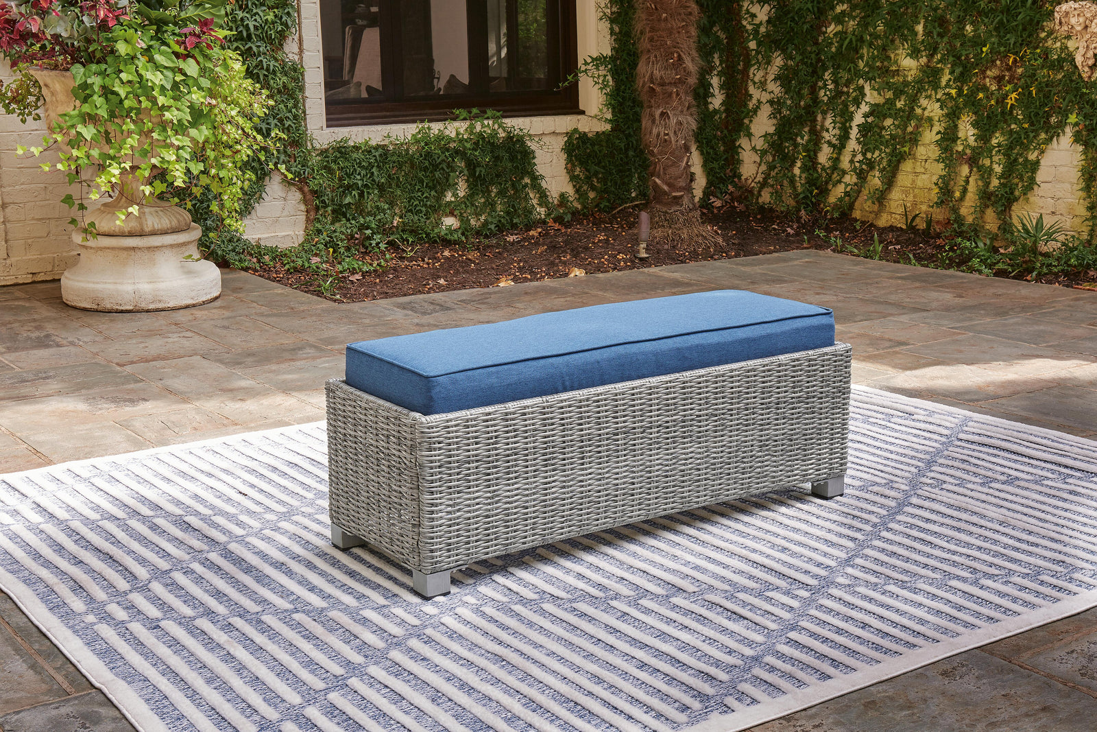 Naples Beach Outdoor Bench with Cushion - Gray (2)
