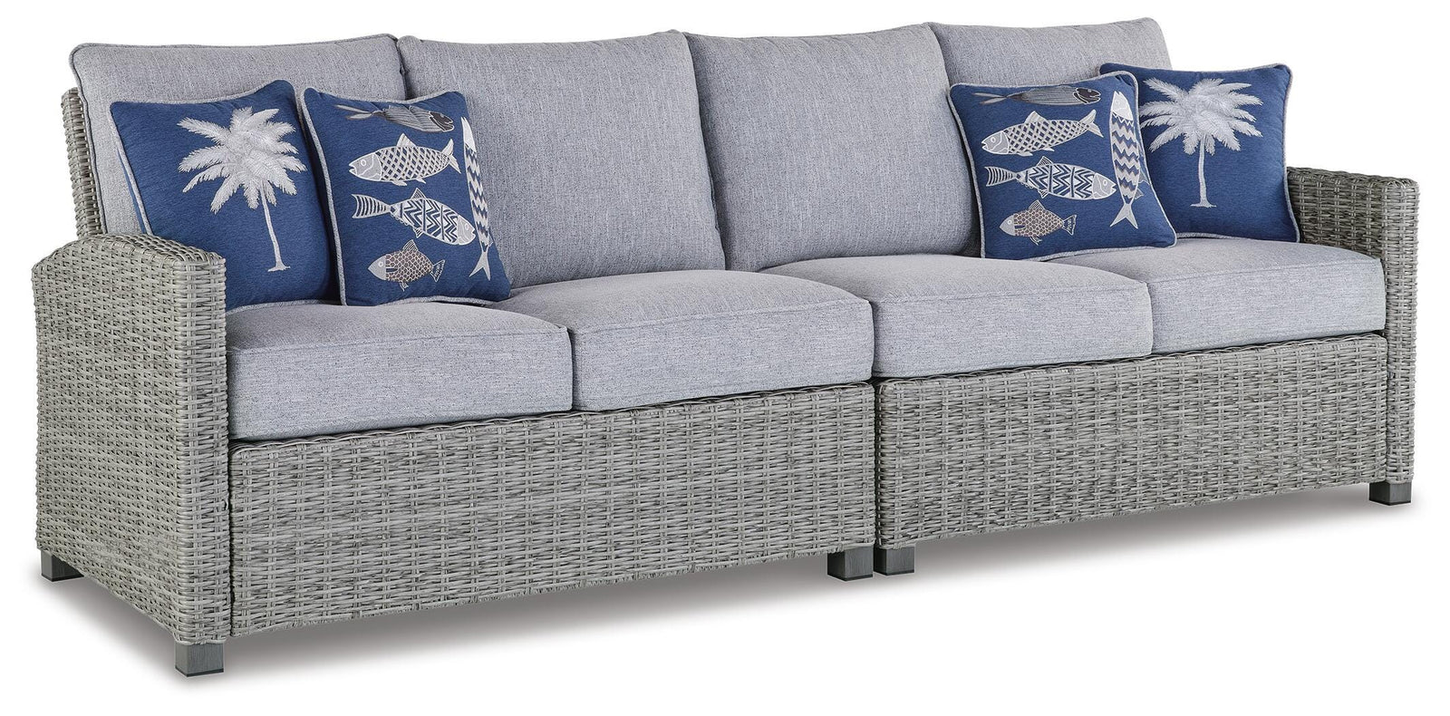 Naples Beach Outdoor Right and Left-arm Facing Loveseat with Cushion (Set of 2) - Gray (1)