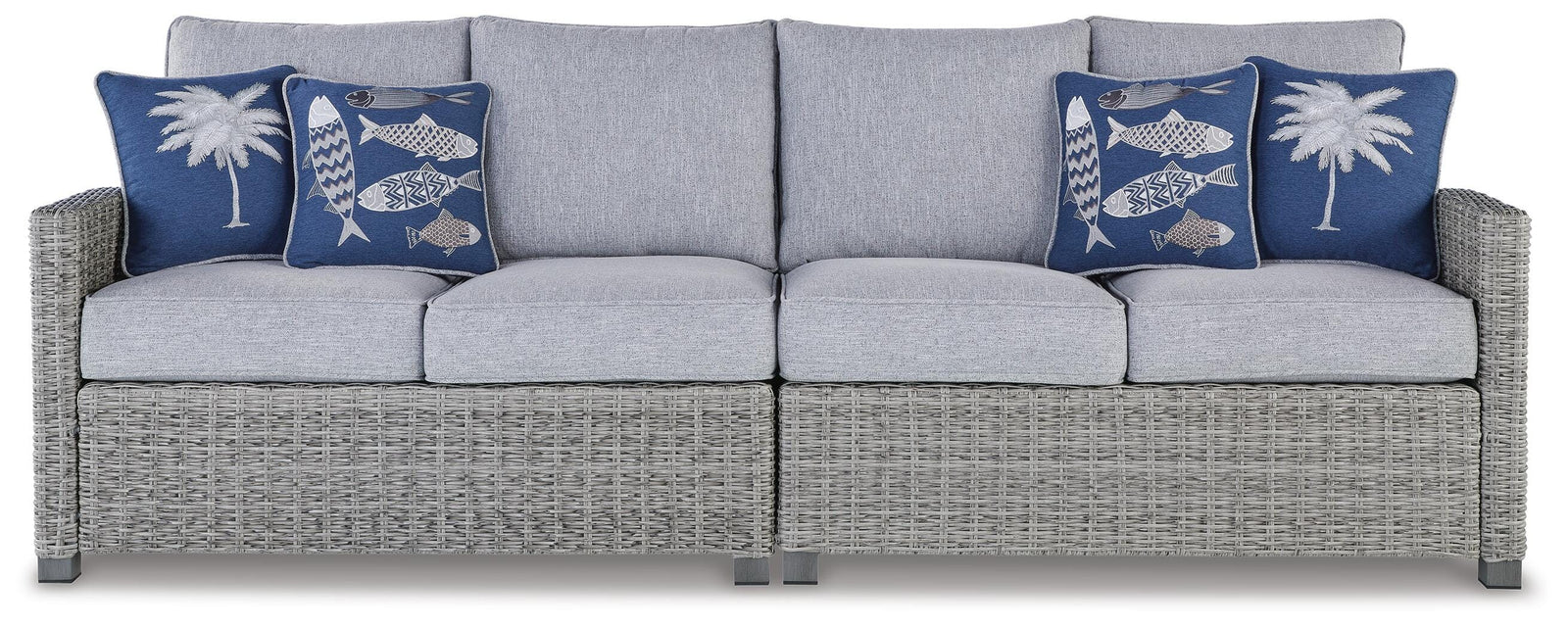 Naples Beach Outdoor Right and Left-arm Facing Loveseat with Cushion (Set of 2) - Gray (2)