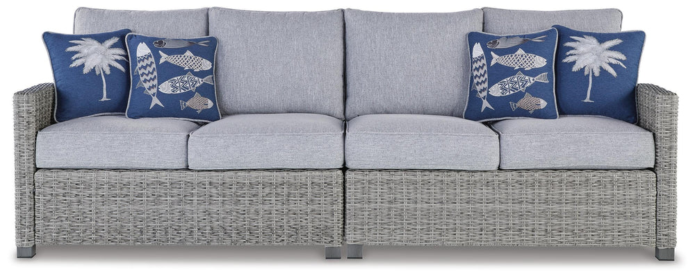 Naples Beach Outdoor Right and Left-arm Facing Loveseat with Cushion (Set of 2) - Gray (2)
