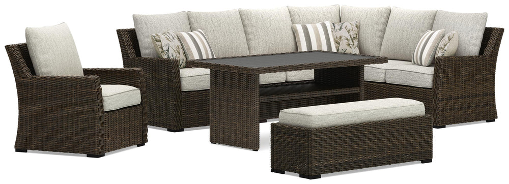 Brook Ranch Outdoor Sofa Sectional, Bench, Lounge Chair and Table (1)