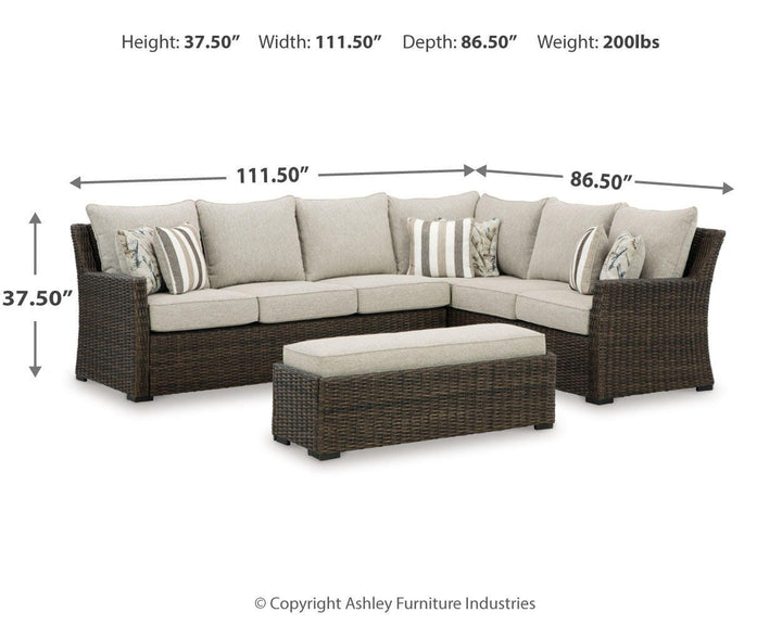 Brook Ranch Outdoor Sofa Sectional, Bench, Lounge Chair and Table (5)