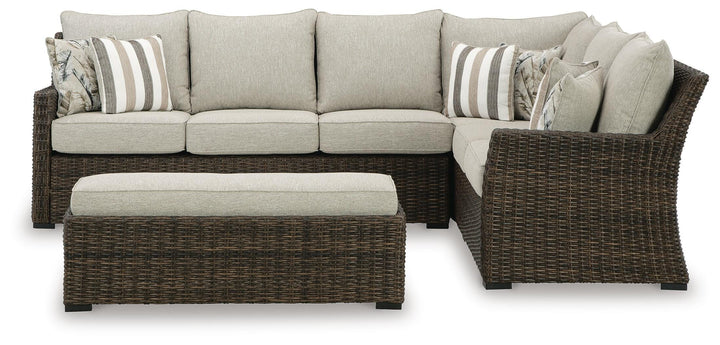 Brook Ranch Outdoor Sofa Sectional, Bench, Lounge Chair and Table (2)