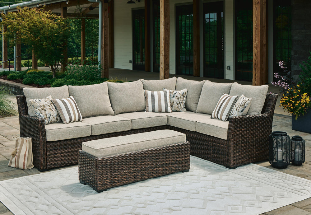 Brook Ranch Outdoor Sofa Sectional, Bench, Lounge Chair and Table (20)