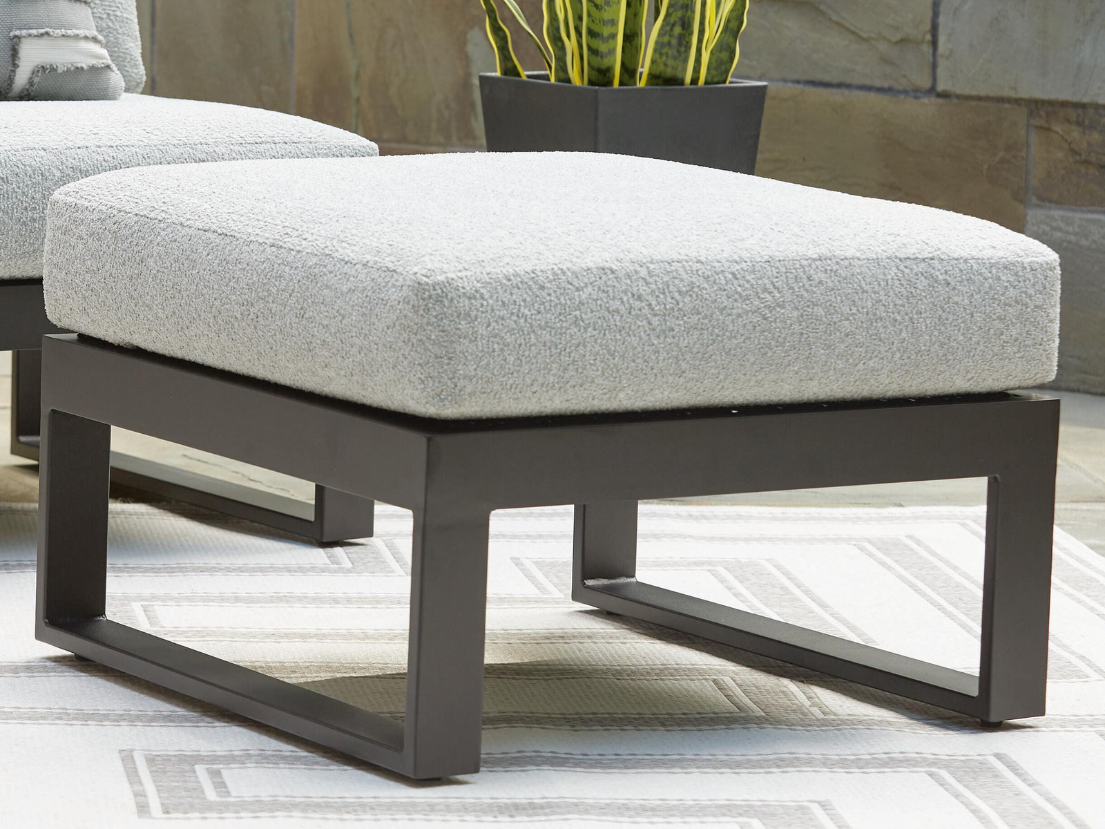 Beachloft Outdoor Ottoman with Cushion - Black (2)