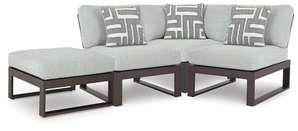 Beachloft 4-Piece Outdoor Sectional - Black/Gray (1)