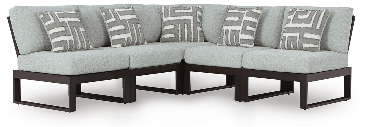 Beachloft 5-Piece Outdoor Sectional - Black/Gray (1)
