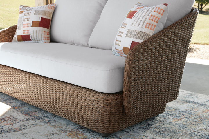 Double Point Outdoor Loveseat/2 Swivel Chairs (Set of 3) - Beige (6)