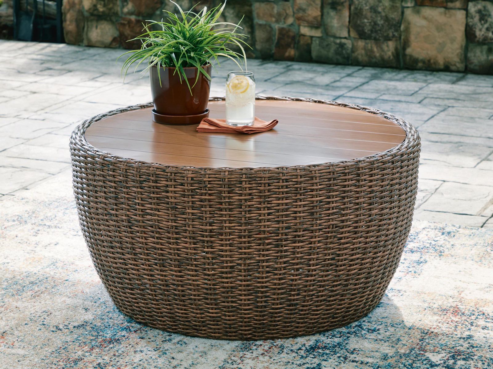 Double Point Outdoor Coffee Table - Beige (2)