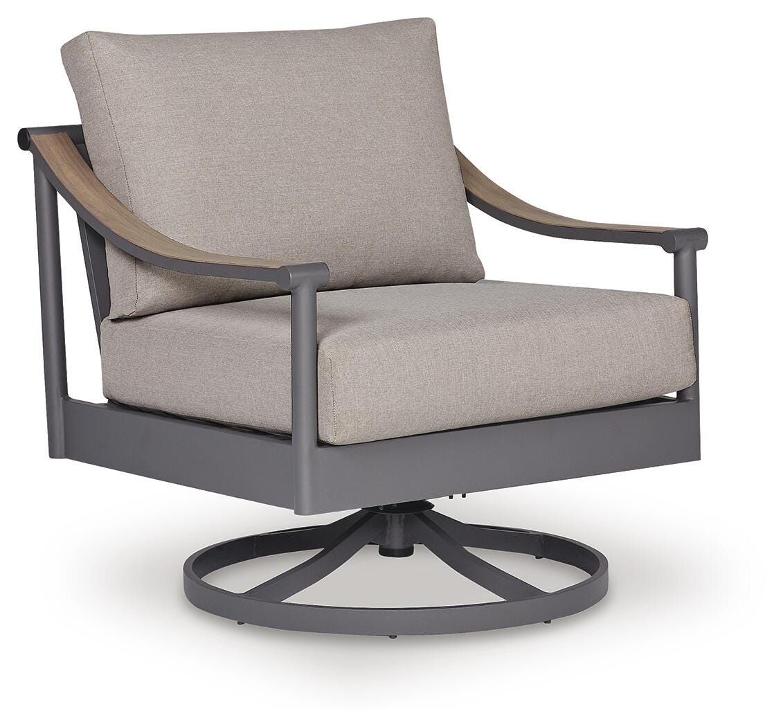 Ocean Beach Outdoor Swivel Lounge with Cushion - Gray (1)