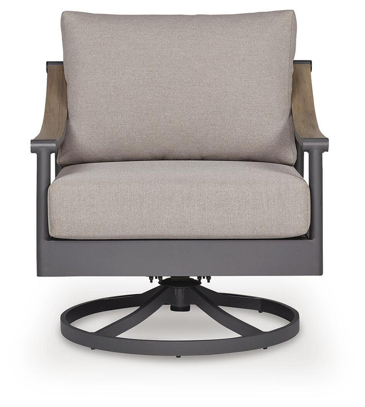 Ocean Beach Outdoor Swivel Lounge with Cushion - Gray (3)