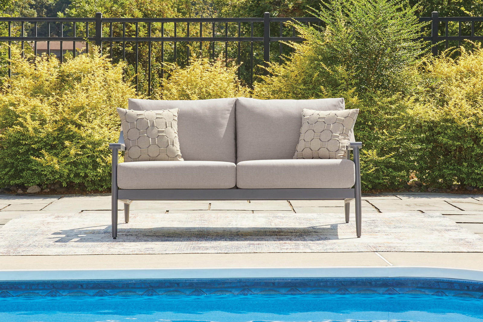 Ocean Beach Outdoor Loveseat with Cushion - Gray (2)