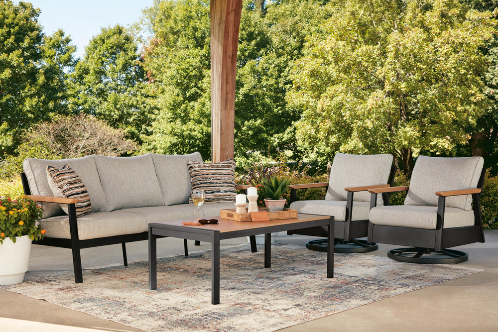 Carmel Highlands Outdoor Sofa/Chairs/Table (Set of 4) - Dark Brown (4)