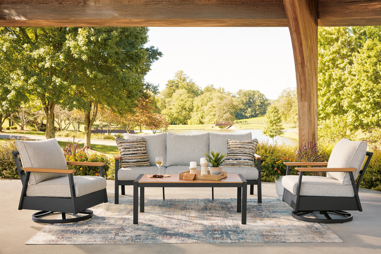 Carmel Highlands Outdoor Sofa/Chairs/Table (Set of 4) - Dark Brown (2)