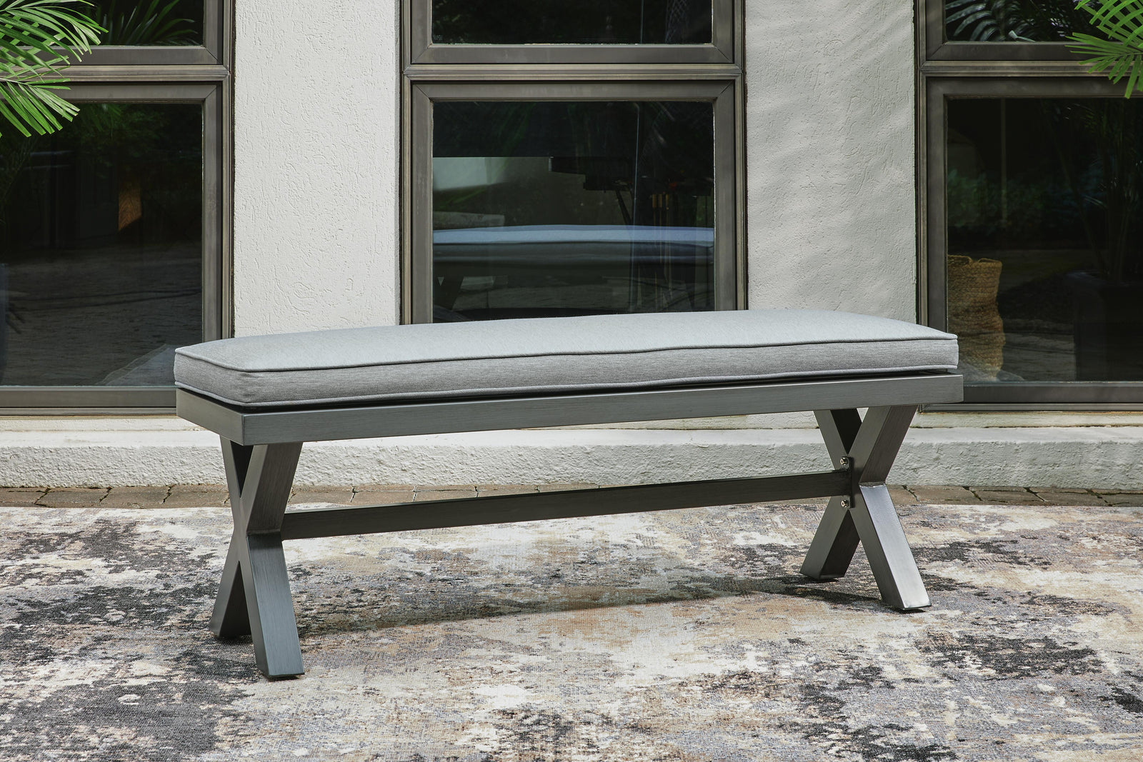 Elite Park Outdoor Bench with Cushion - Dark Gray (2)