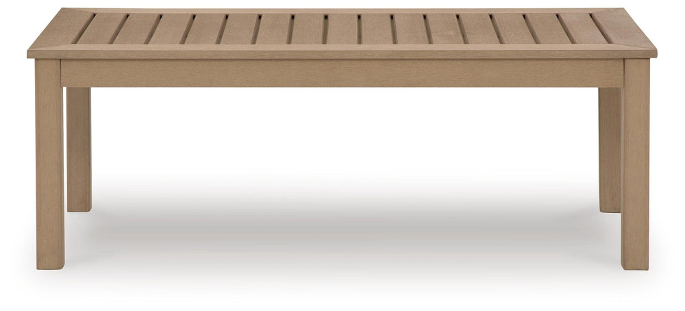 Hallow Creek Outdoor Coffee Table - Light Brown (3)