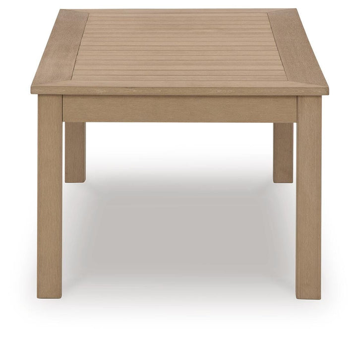 Hallow Creek Outdoor Coffee Table - Light Brown (4)