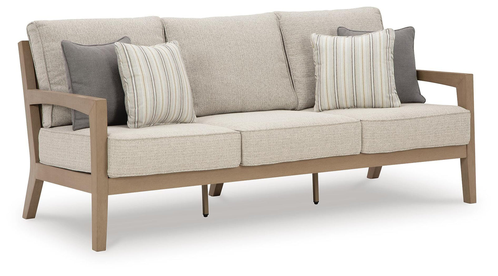 Hallow Creek Outdoor Sofa with Cushion - Light Brown (1)