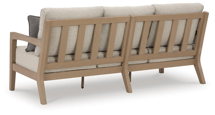 Hallow Creek Outdoor Sofa with Cushion - Light Brown (5)