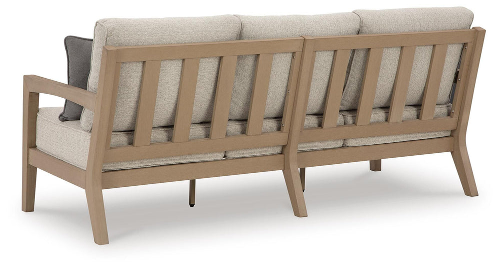 Hallow Creek Outdoor Sofa with Cushion - Light Brown (5)