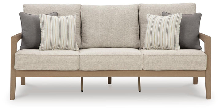 Hallow Creek Outdoor Sofa with Cushion - Light Brown (3)