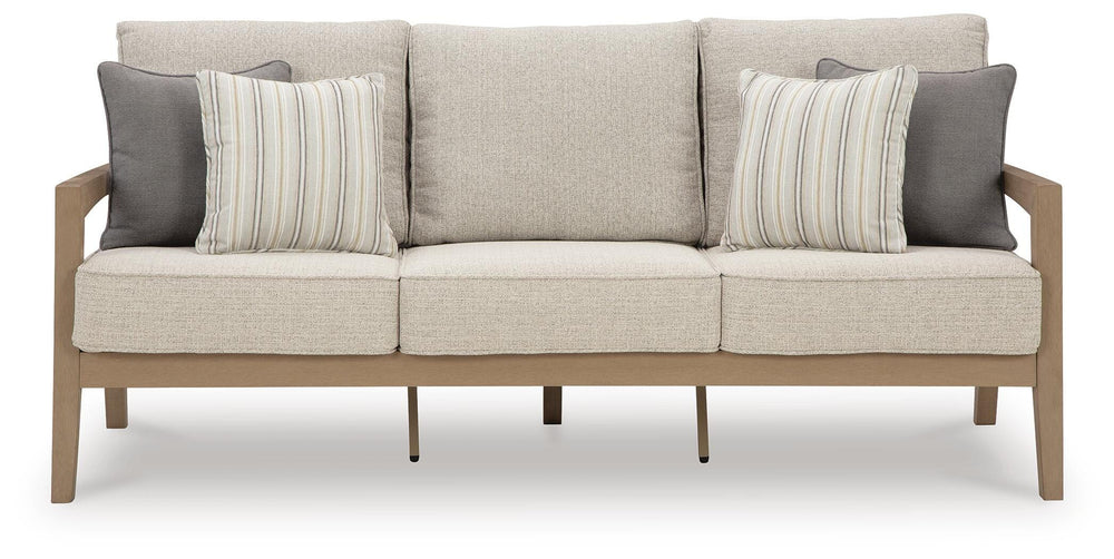 Hallow Creek Outdoor Sofa with Cushion - Light Brown (3)