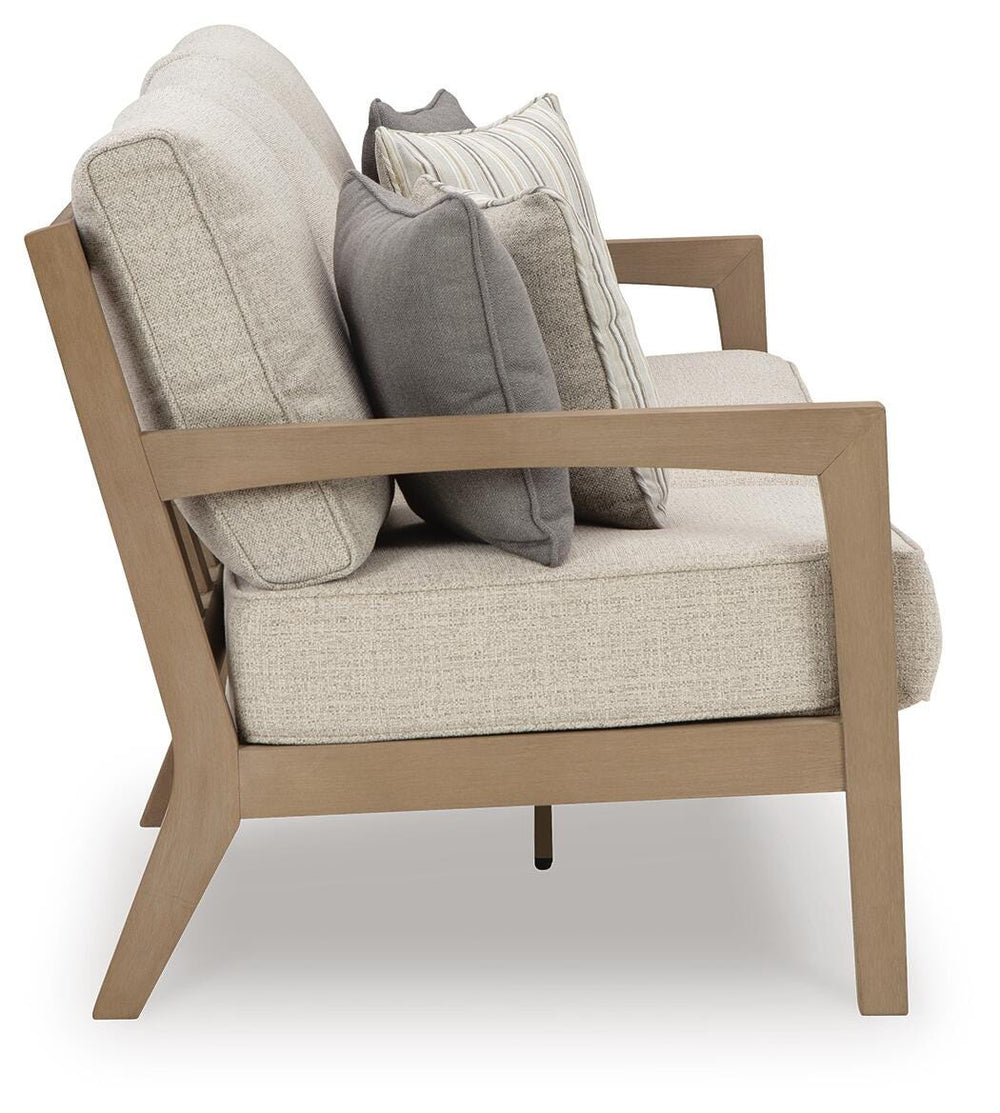Hallow Creek Outdoor Sofa with Cushion - Light Brown (4)