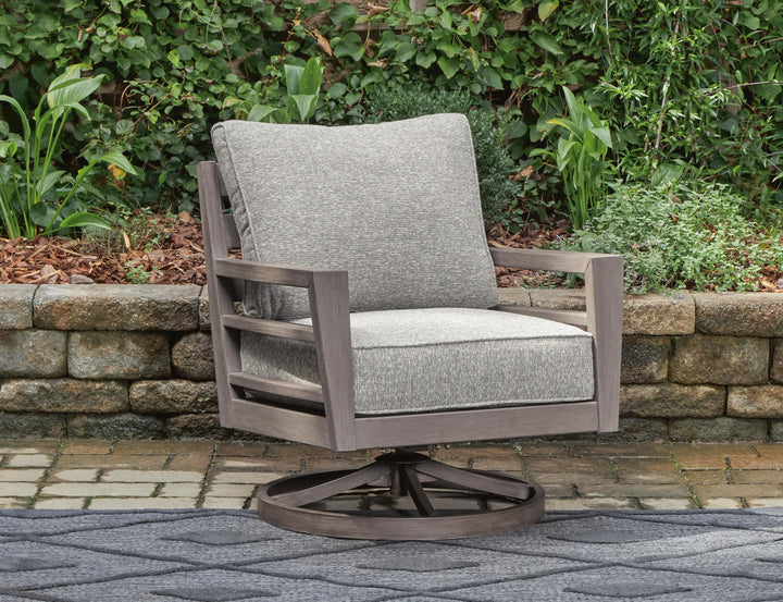 Hillside Barn Outdoor Swivel Lounge with Cushion - Dark Brown (2)