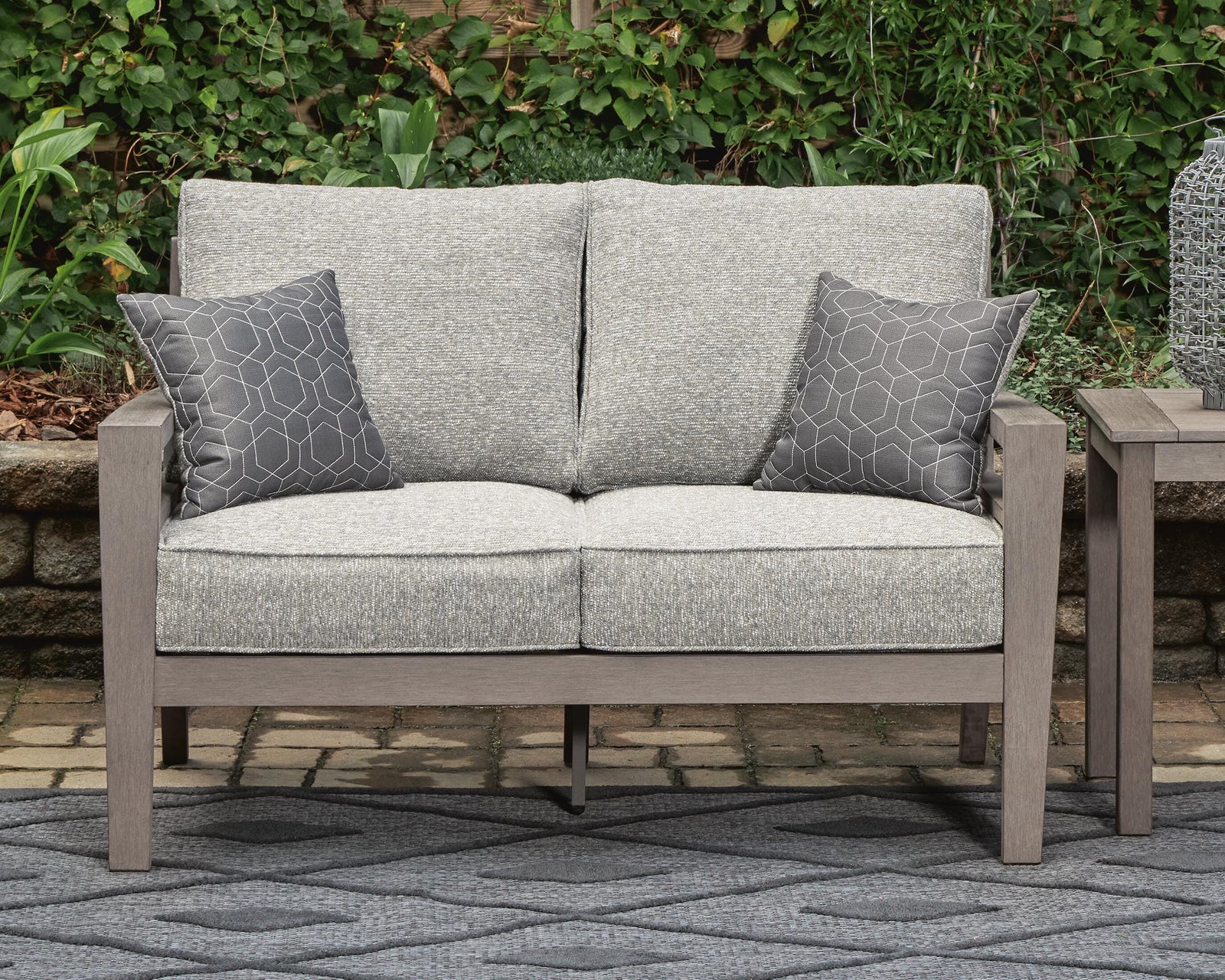 Hillside Barn Outdoor Loveseat with Cushion - Dark Brown (2)
