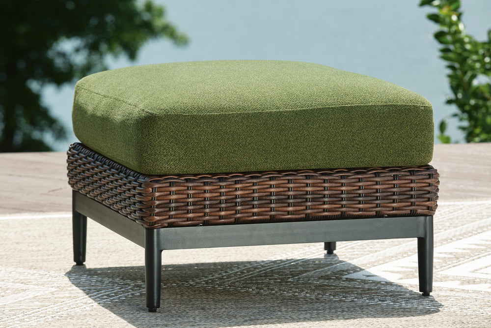 Horizon Hall Outdoor Ottoman with Cushion - Dark Brown (2)