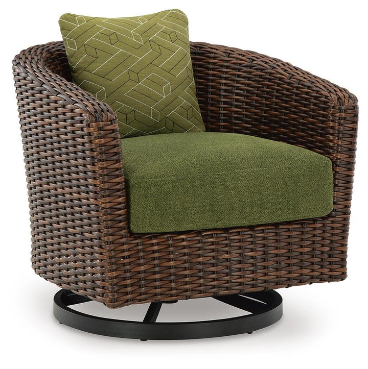 Horizon Hall Outdoor Swivel Lounge Chair with Cushion - Dark Brown (3)