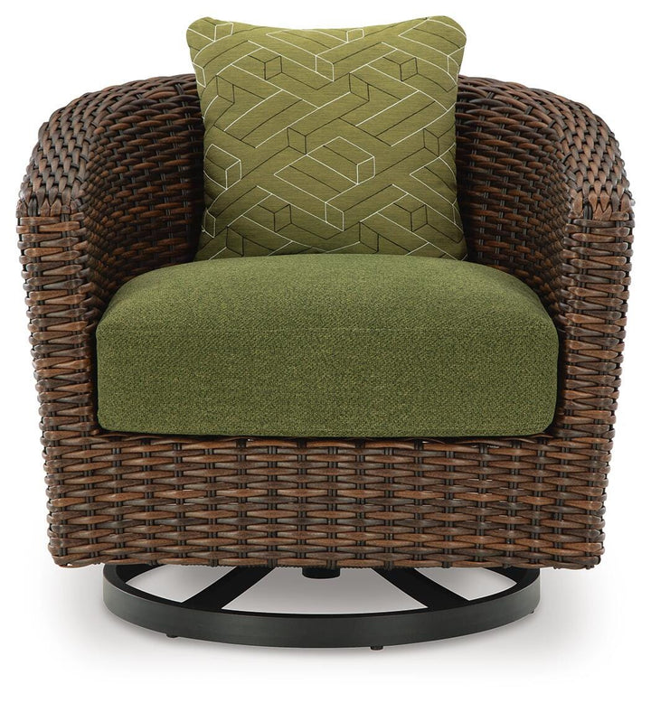 Horizon Hall Outdoor Swivel Lounge Chair with Cushion - Dark Brown (4)