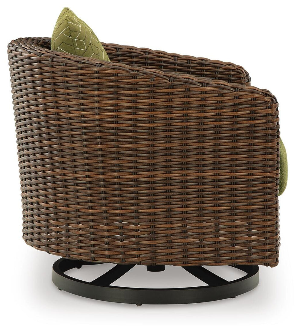 Horizon Hall Outdoor Swivel Lounge Chair with Cushion - Dark Brown (5)