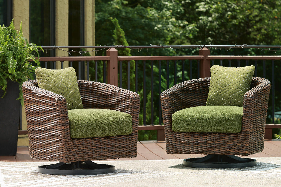 Horizon Hall Outdoor Swivel Lounge Chair with Cushion - Dark Brown (2)