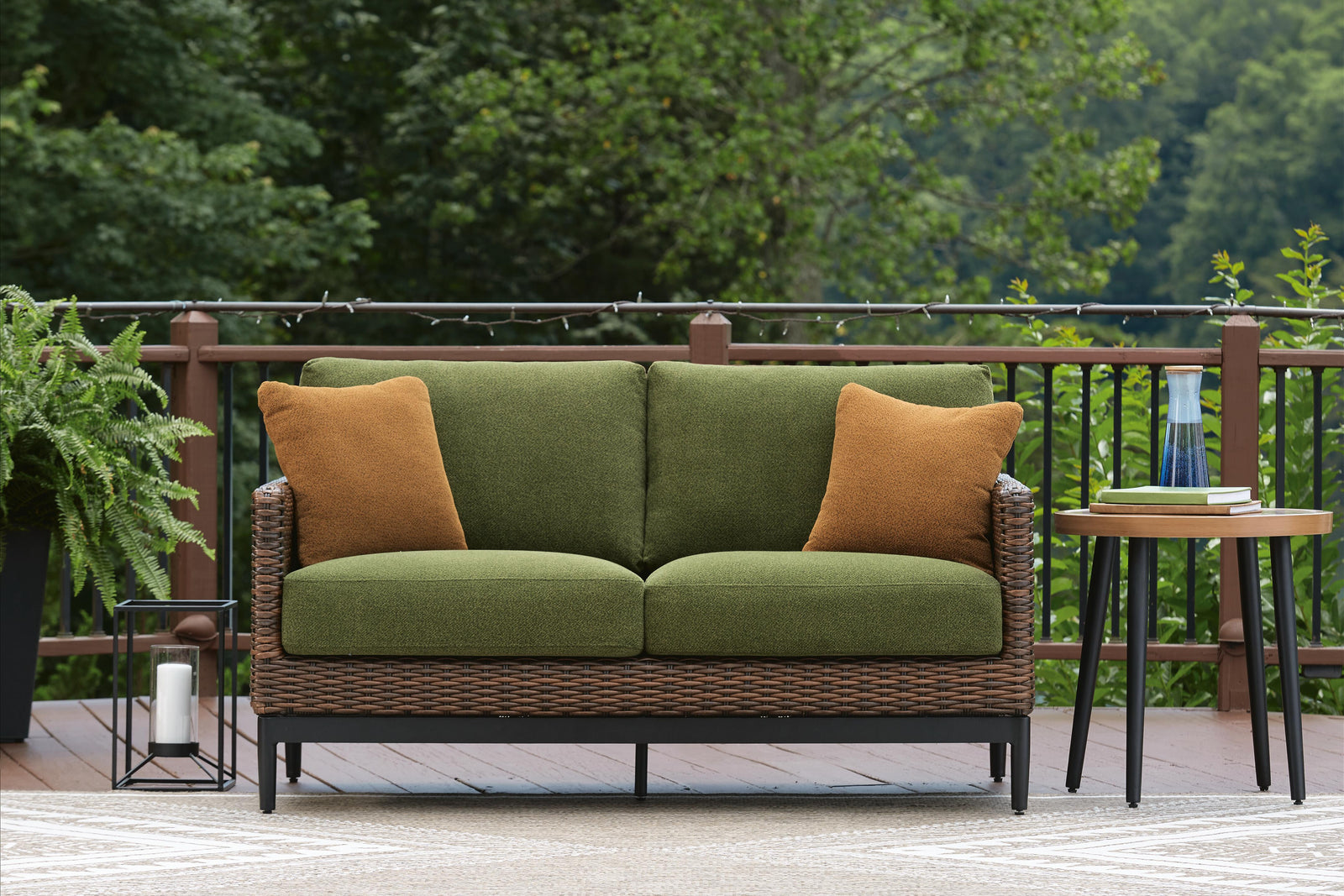 Horizon Hall Outdoor Loveseat with Cushion - Dark Brown (2)