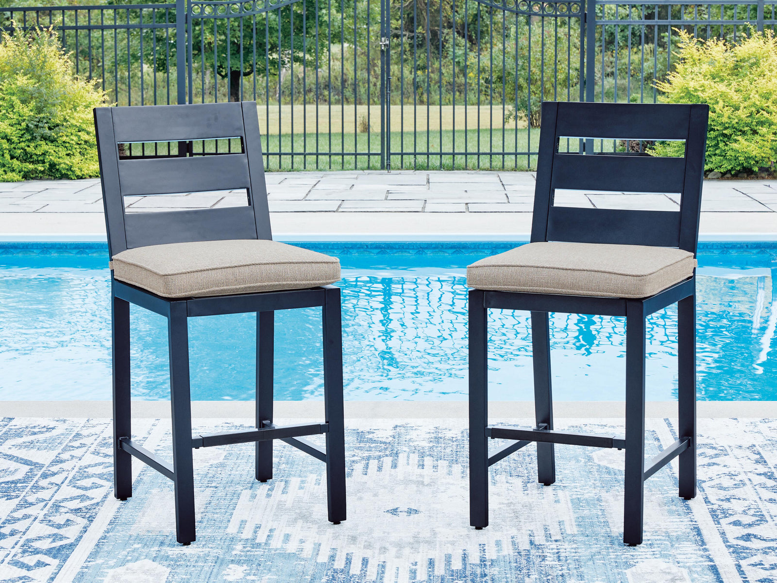 East Beach Outdoor Counter Height Bar Stool (Set of 2) - Blue (2)