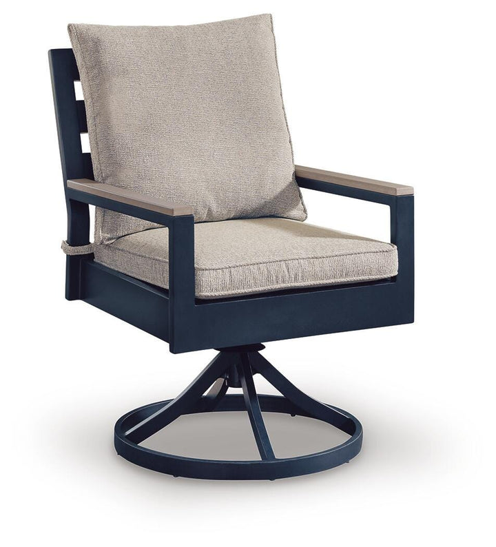 East Beach Outdoor Swivel Chair with Cushion (Set of 2) - Blue (3)