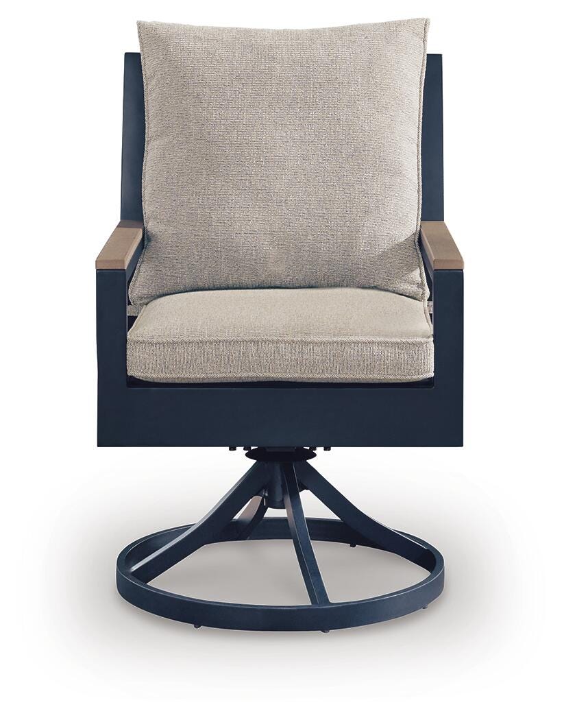East Beach Outdoor Swivel Chair with Cushion (Set of 2) - Blue (4)