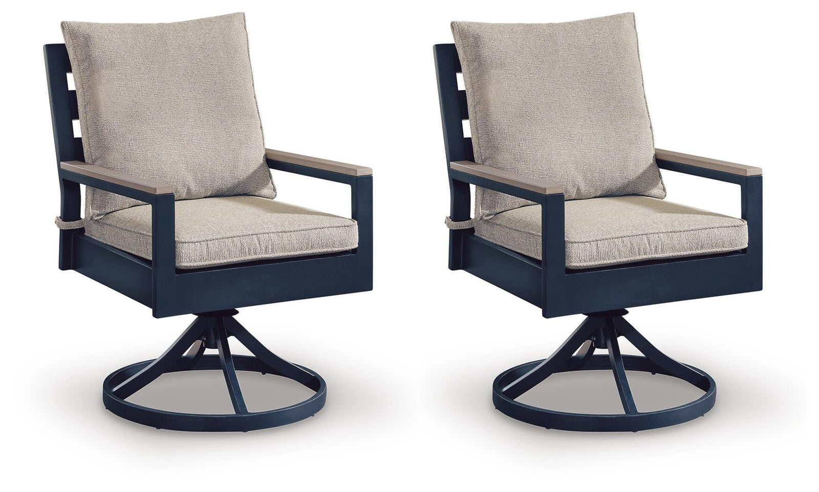 East Beach Outdoor Swivel Chair with Cushion (Set of 2) - Blue (1)