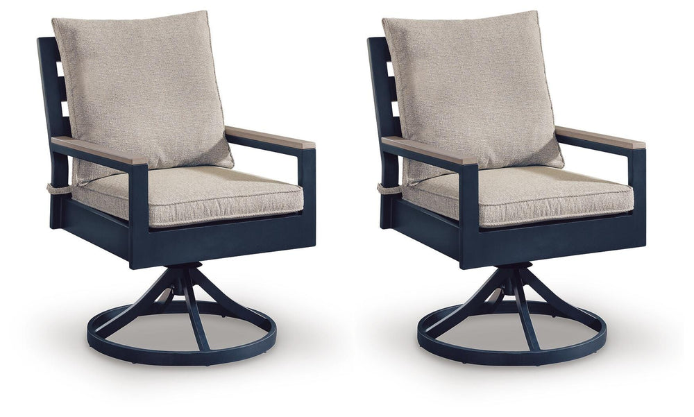 East Beach Outdoor Swivel Chair with Cushion (Set of 2) - Blue (1)