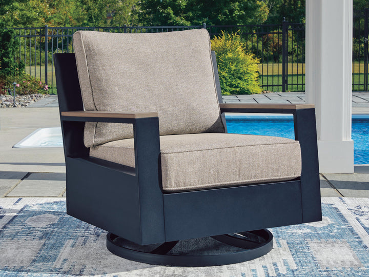 East Beach Outdoor Swivel Glider Chair with Cushion - Blue (2)