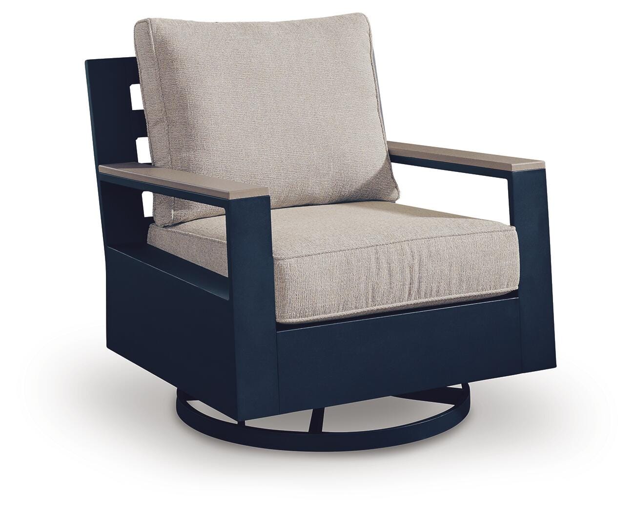 East Beach Outdoor Swivel Glider Chair with Cushion - Blue (1)