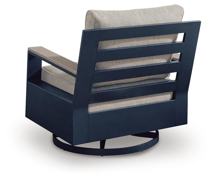 East Beach Outdoor Swivel Glider Chair with Cushion - Blue (4)