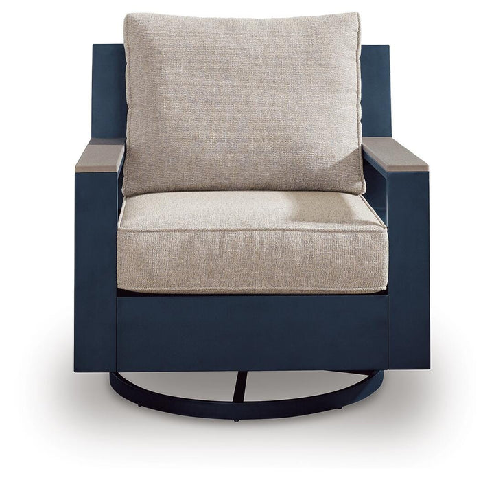 East Beach Outdoor Swivel Glider Chair with Cushion - Blue (3)