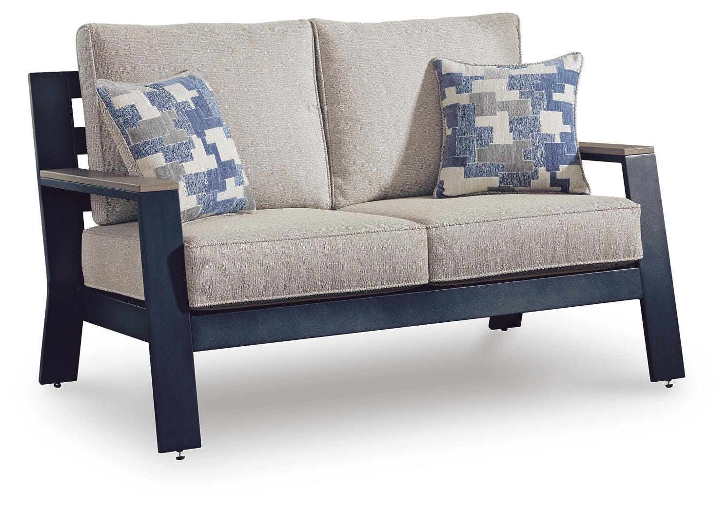 East Beach Outdoor Loveseat with Cushion - Blue (1)