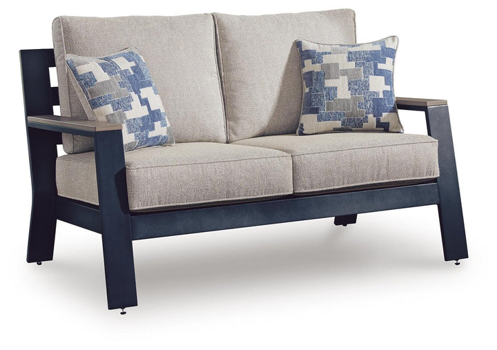 East Beach Outdoor Loveseat with Cushion - Blue (1)