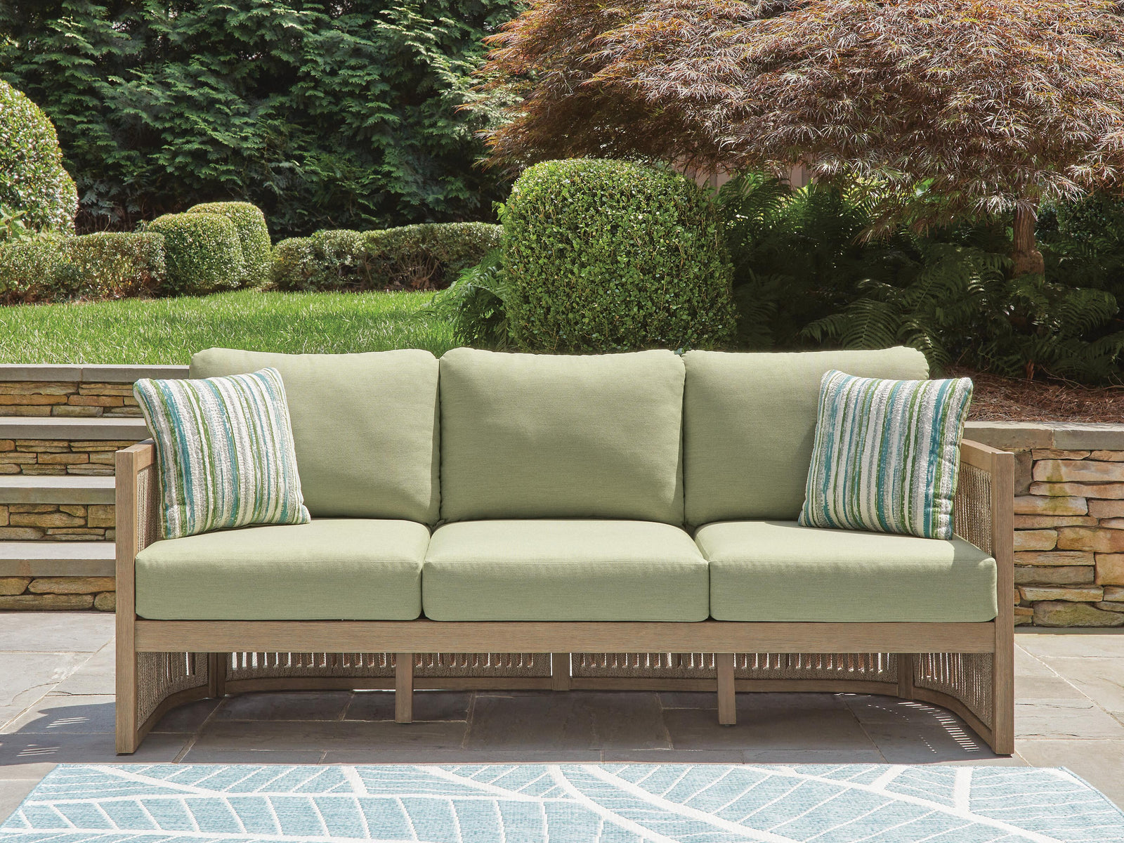 Serena Shores Outdoor Sofa with Cushion - Green (2)
