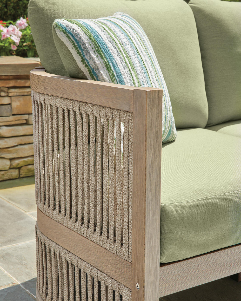 Serena Shores Outdoor Sofa with Cushion - Green (6)